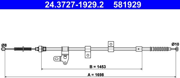 ATE 24.3727-1929.2 - Тросик, cтояночный тормоз autosila-amz.com