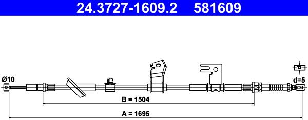 ATE 24.3727-1609.2 - Тросик, cтояночный тормоз autosila-amz.com