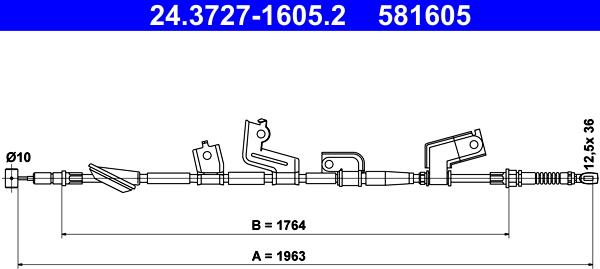 ATE 24.3727-1605.2 - Тросик, cтояночный тормоз autosila-amz.com