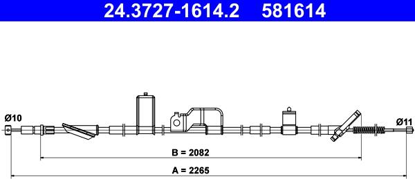 ATE 24.3727-1614.2 - Тросик, cтояночный тормоз autosila-amz.com