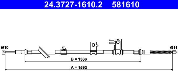 ATE 24.3727-1610.2 - Тросик, cтояночный тормоз autosila-amz.com