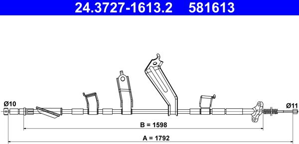 ATE 24.3727-1613.2 - Тросик, cтояночный тормоз autosila-amz.com