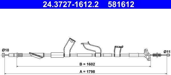 ATE 24.3727-1612.2 - Тросик, cтояночный тормоз autosila-amz.com