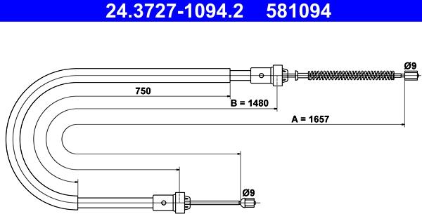 ATE 24.3727-1094.2 - Тросик, cтояночный тормоз autosila-amz.com