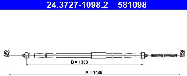 ATE 24.3727-1098.2 - Тросик, cтояночный тормоз autosila-amz.com