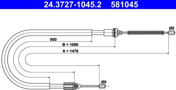 ATE 24.3727-1045.2 - Тросик, cтояночный тормоз autosila-amz.com