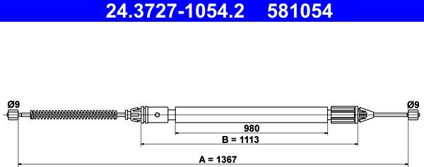 ATE 24.3727-1054.2 - Тросик, cтояночный тормоз autosila-amz.com