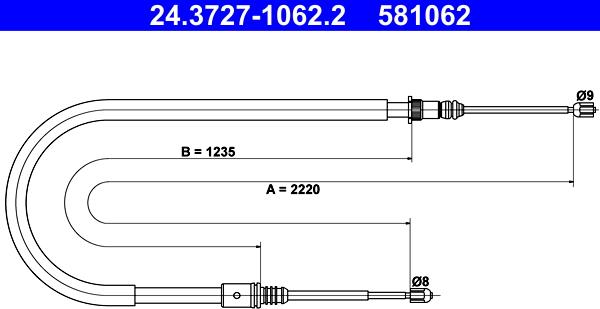 ATE 24.3727-1062.2 - Тросик, cтояночный тормоз autosila-amz.com