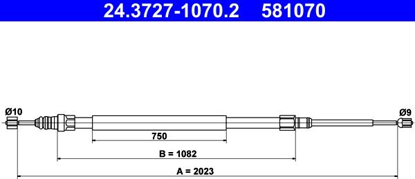 ATE 24.3727-1070.2 - Трос стояночного тормоза (задн L/R) RENAULT MEGANE (II) all 3/5 door 03- autosila-amz.com