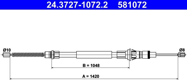 ATE 24.3727-1072.2 - Тросик, cтояночный тормоз autosila-amz.com