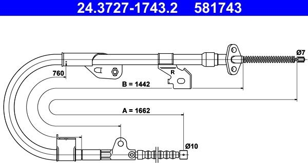 ATE 24.3727-1743.2 - Тросик, cтояночный тормоз autosila-amz.com