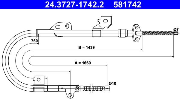 ATE 24.3727-1742.2 - Тросик, cтояночный тормоз autosila-amz.com