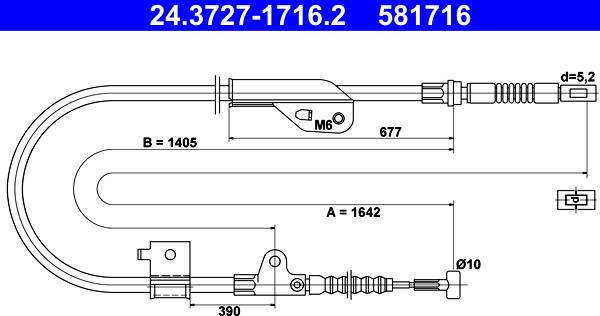 ATE 24.3727-1716.2 - Тросик, cтояночный тормоз autosila-amz.com