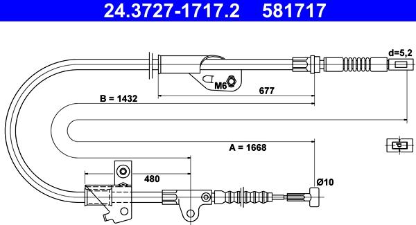 ATE 24.3727-1717.2 - Тросик, cтояночный тормоз autosila-amz.com