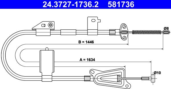 ATE 24.3727-1736.2 - Тросик, cтояночный тормоз autosila-amz.com