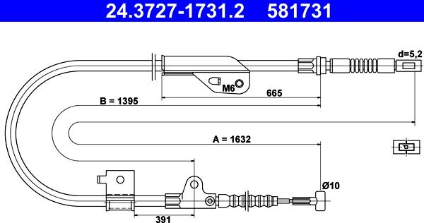 ATE 24.3727-1731.2 - Тросик, cтояночный тормоз autosila-amz.com