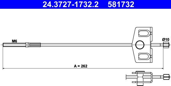 ATE 24.3727-1732.2 - Тросик, cтояночный тормоз autosila-amz.com