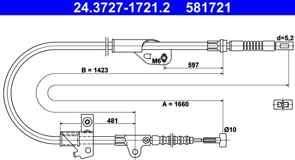 ATE 24.3727-1721.2 - Тросик, cтояночный тормоз autosila-amz.com