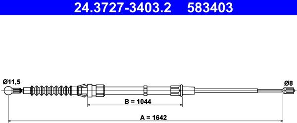 ATE 24.3727-3403.2 - Тросик, cтояночный тормоз autosila-amz.com