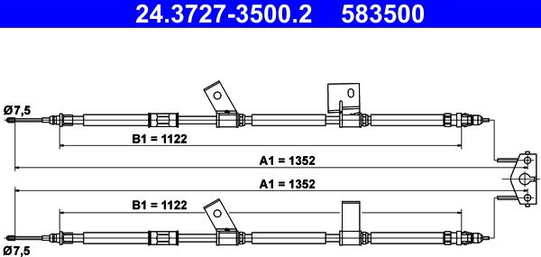 ATE 24.3727-3500.2 - Тросик, cтояночный тормоз autosila-amz.com
