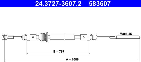 ATE 24.3727-3607.2 - Тросик, cтояночный тормоз autosila-amz.com