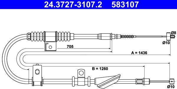 ATE 24.3727-3107.2 - Тросик, cтояночный тормоз autosila-amz.com