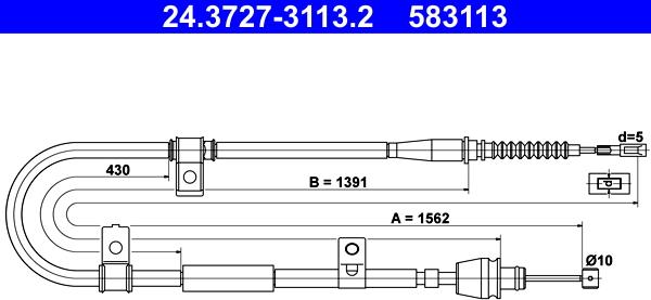 ATE 24.3727-3113.2 - Тросик, cтояночный тормоз autosila-amz.com