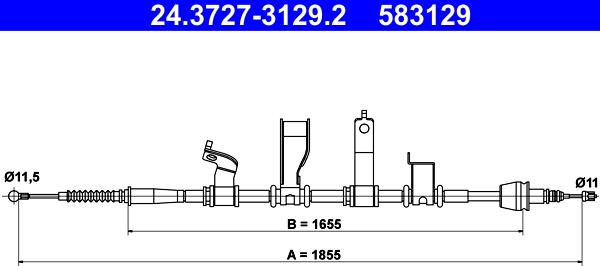 ATE 24.3727-3129.2 - Тросик, cтояночный тормоз autosila-amz.com