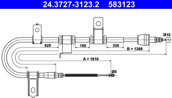 ATE 24.3727-3123.2 - Тросик, cтояночный тормоз autosila-amz.com