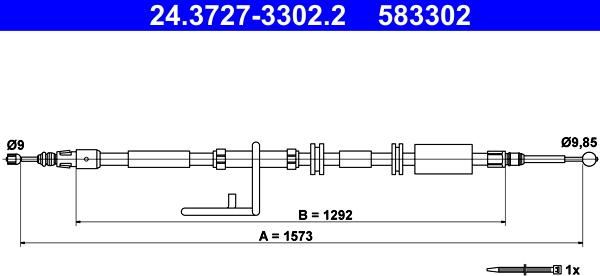 ATE 24.3727-3302.2 - Тросик, cтояночный тормоз autosila-amz.com