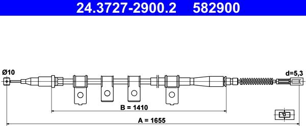 ATE 24.3727-2900.2 - Тросик, cтояночный тормоз autosila-amz.com