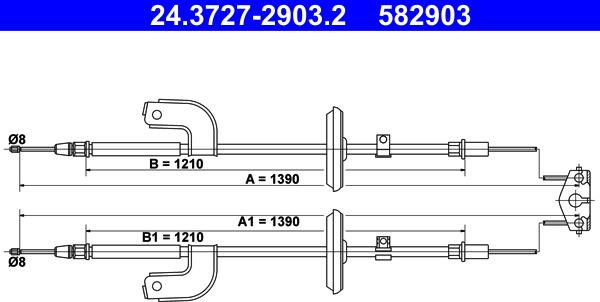 ATE 24.3727-2903.2 - Тросик, cтояночный тормоз autosila-amz.com