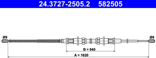 ATE 24.3727-2505.2 - Тросик, cтояночный тормоз autosila-amz.com