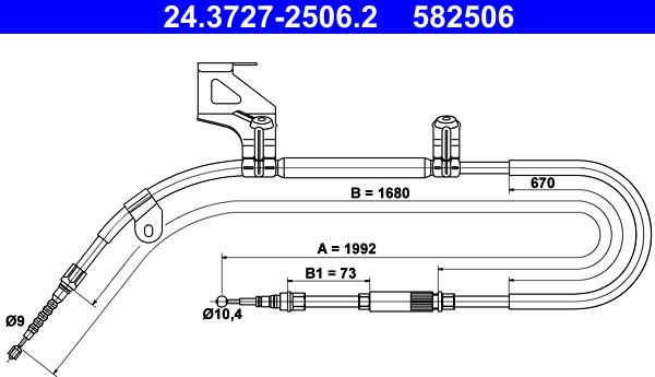 ATE 24.3727-2506.2 - Тросик, cтояночный тормоз autosila-amz.com