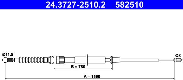 ATE 24.3727-2510.2 - Тросик, cтояночный тормоз autosila-amz.com