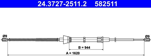 ATE 24.3727-2511.2 - Тросик, cтояночный тормоз autosila-amz.com