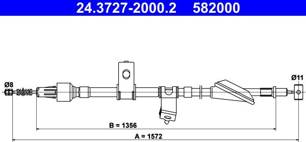 ATE 24.3727-2000.2 - Тросик, cтояночный тормоз autosila-amz.com
