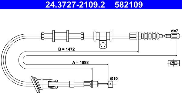ATE 24.3727-2109.2 - Трос, стояночная тормозная система autosila-amz.com