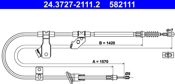 ATE 24.3727-2111.2 - Тросик, cтояночный тормоз autosila-amz.com