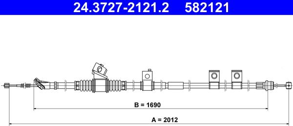 ATE 24.3727-2121.2 - Тросик, cтояночный тормоз autosila-amz.com