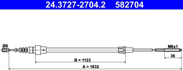 ATE 24.3727-2704.2 - Тросик, cтояночный тормоз autosila-amz.com