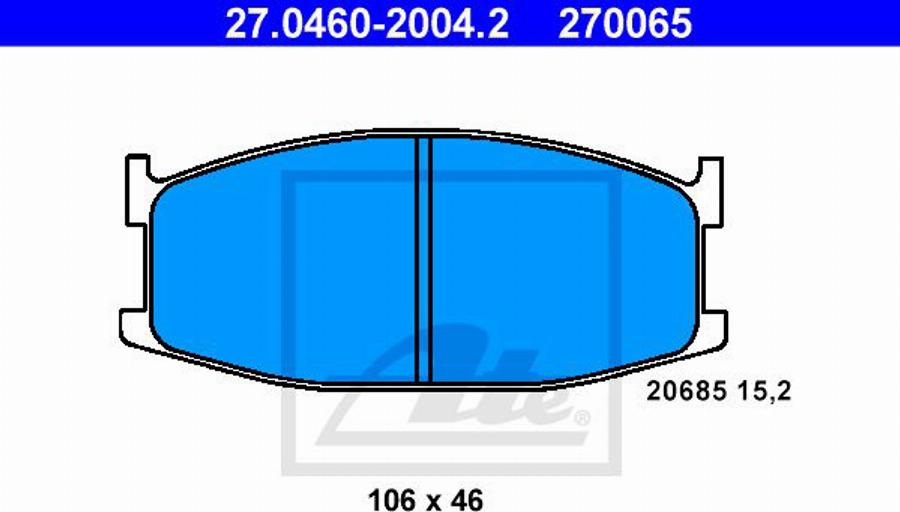 ATE 270065 - Тормозные колодки, дисковые, комплект autosila-amz.com