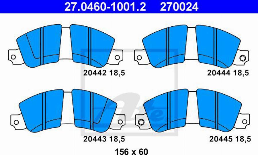 ATE 270024 - Тормозные колодки, дисковые, комплект autosila-amz.com