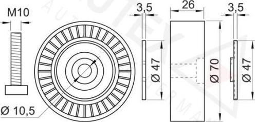 Autex 654257 - Ролик, поликлиновый ремень autosila-amz.com