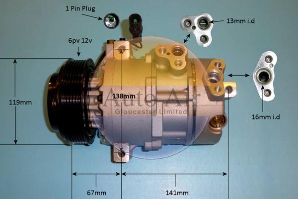 Auto Air Gloucester 14-2061p - Компрессор кондиционера autosila-amz.com