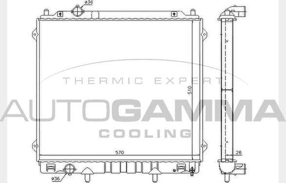 Autogamma 104645 - Радиатор, охлаждение двигателя autosila-amz.com
