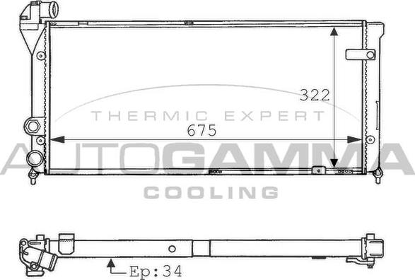 Autogamma 100964 - Радиатор, охлаждение двигателя autosila-amz.com