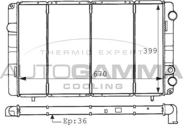 Autogamma 100915 - Радиатор, охлаждение двигателя autosila-amz.com