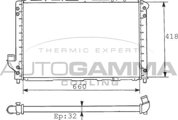 Autogamma 100463 - Радиатор, охлаждение двигателя autosila-amz.com