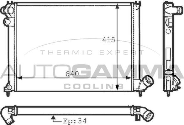 Autogamma 100780 - Радиатор, охлаждение двигателя autosila-amz.com